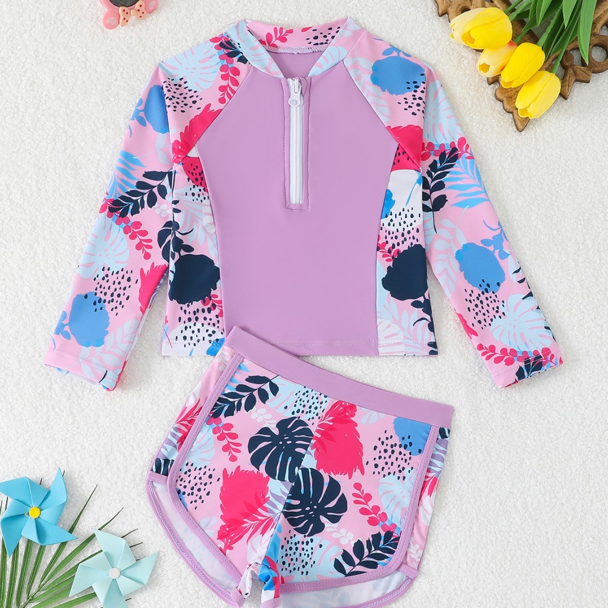 Rash Guard Long Sleeve - Conjunto de 2 piezas de protección