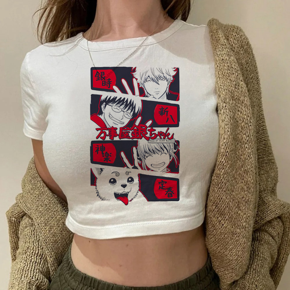 Summer Clothing Teens - Camiseta Corta con Estampado de Gintoki