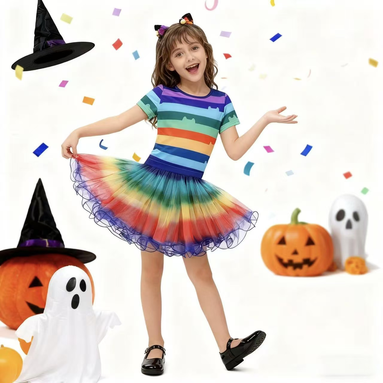 Summer Kids Clothing - Camiseta a rayas de arcoíris para