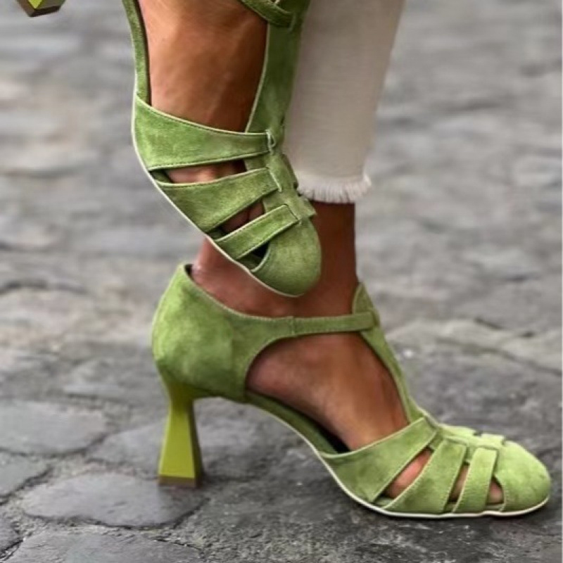 Summer Clothing For Petite Women - Sandalias de tacón bajo de gamuza