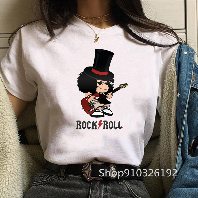 Summer Clothing Teens - Camiseta Rock Roll Mafalda con estampado