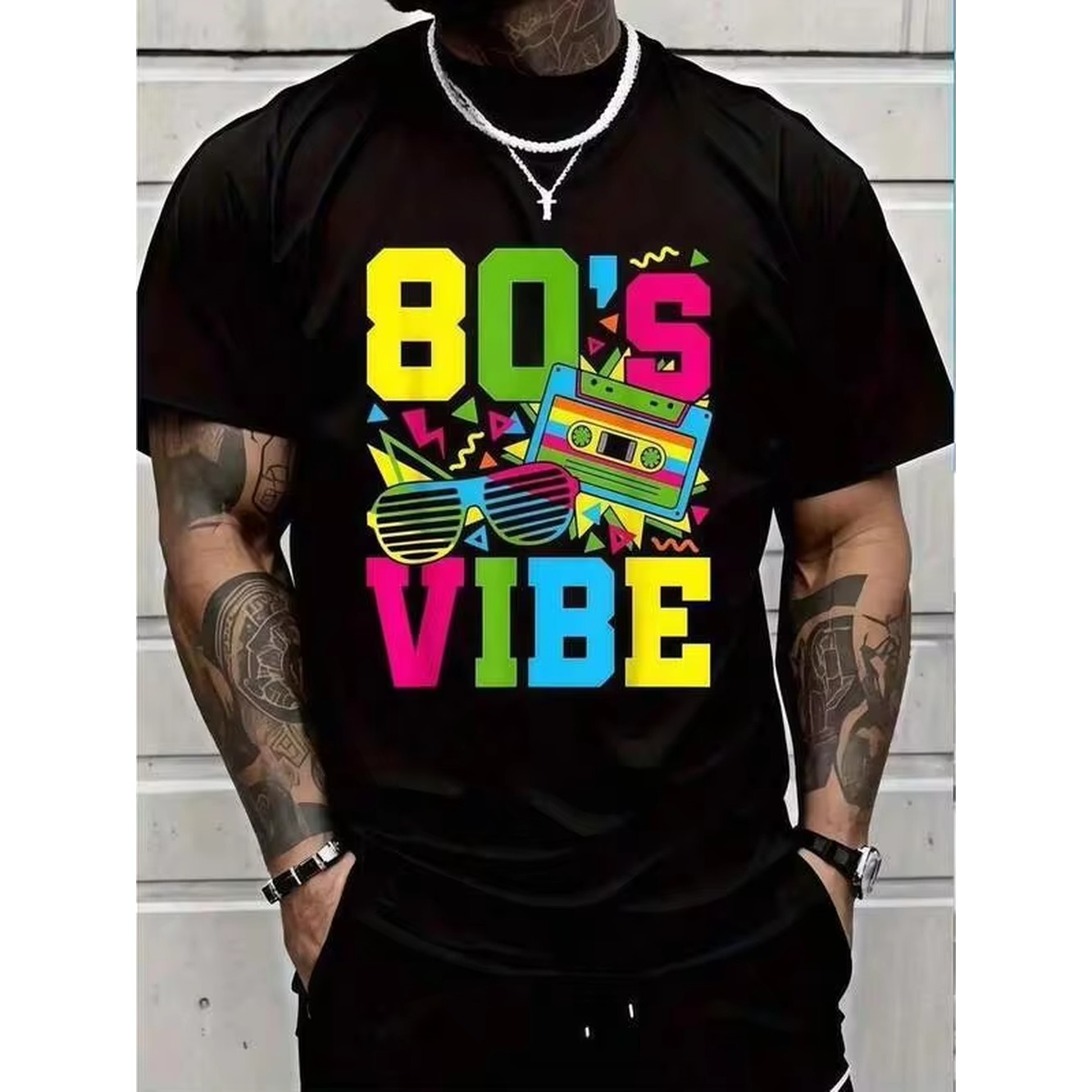 Summer Clothing Italy - 1 camiseta negra con estampado Retro