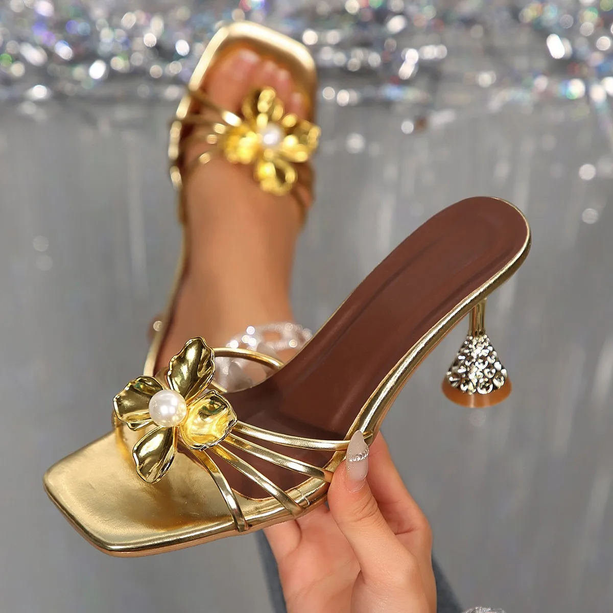 Summer Clothing For Petite Women - Sandalias Vintage de Metal con Flores