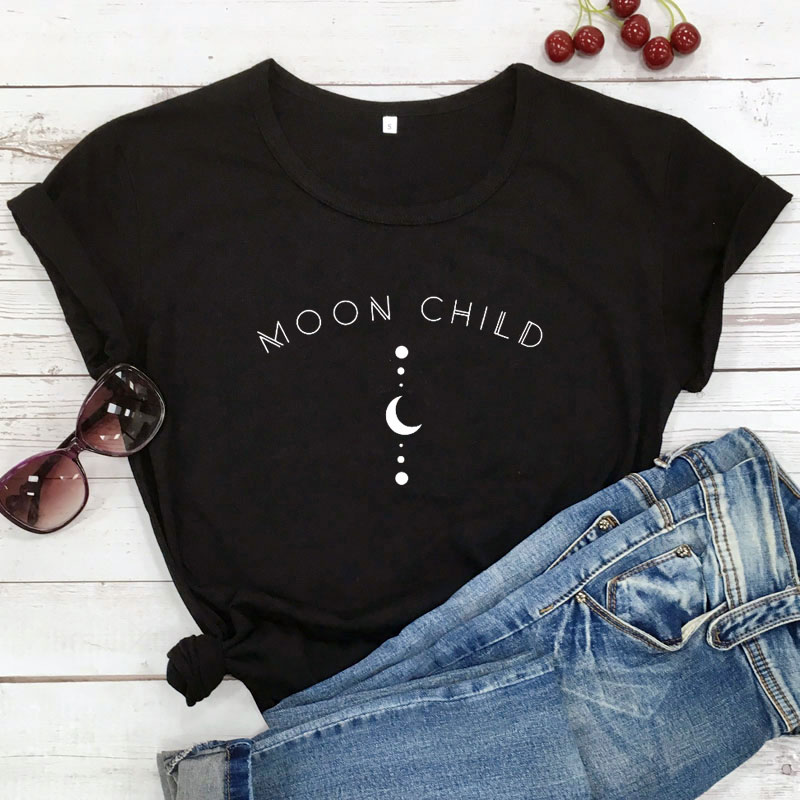 Summer Goth Clothing - Camiseta Moon Child para mujer, Camiseta