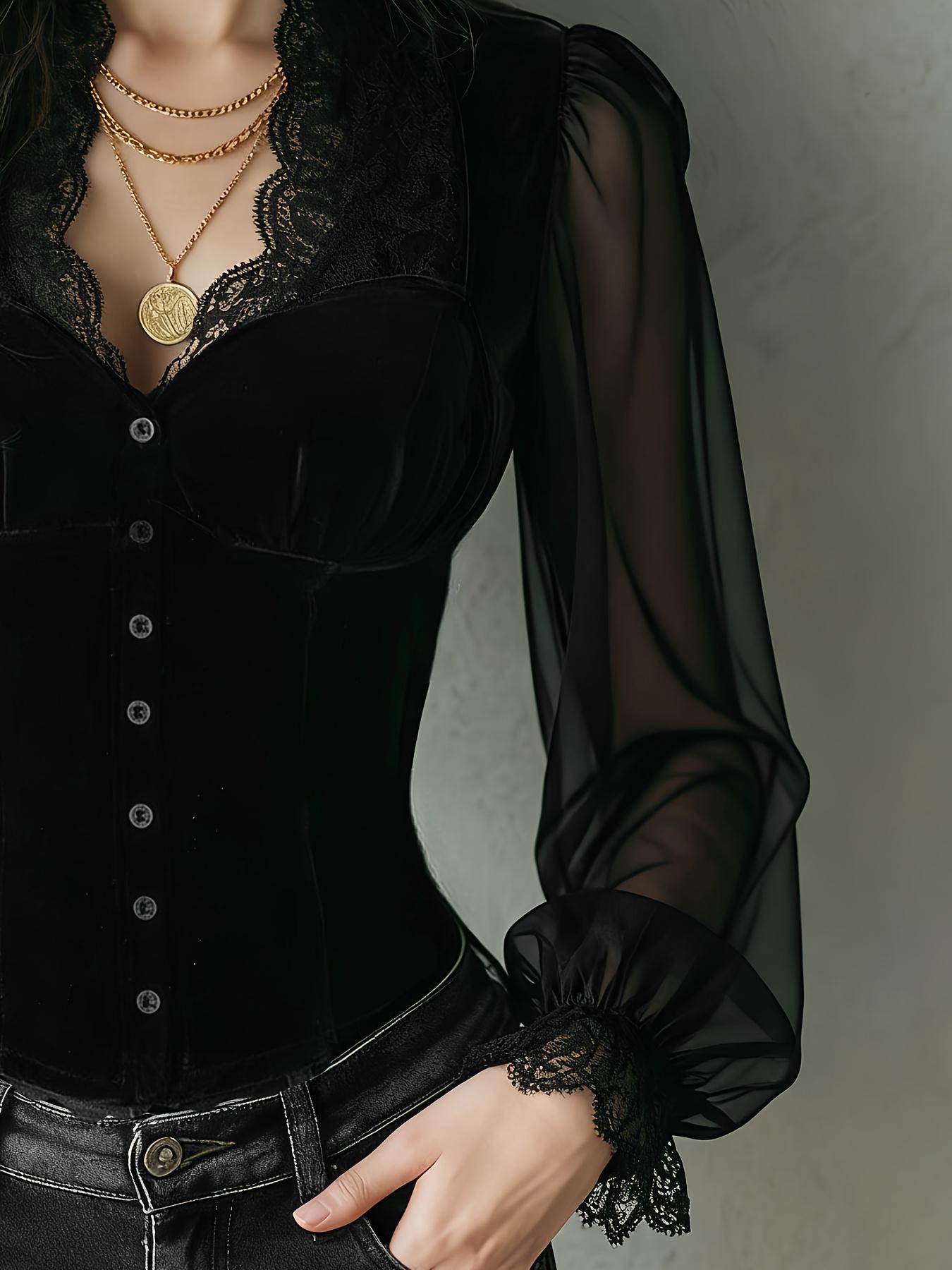Camisa entallada de color sóli - Summer Goth Clothing reseña y precio