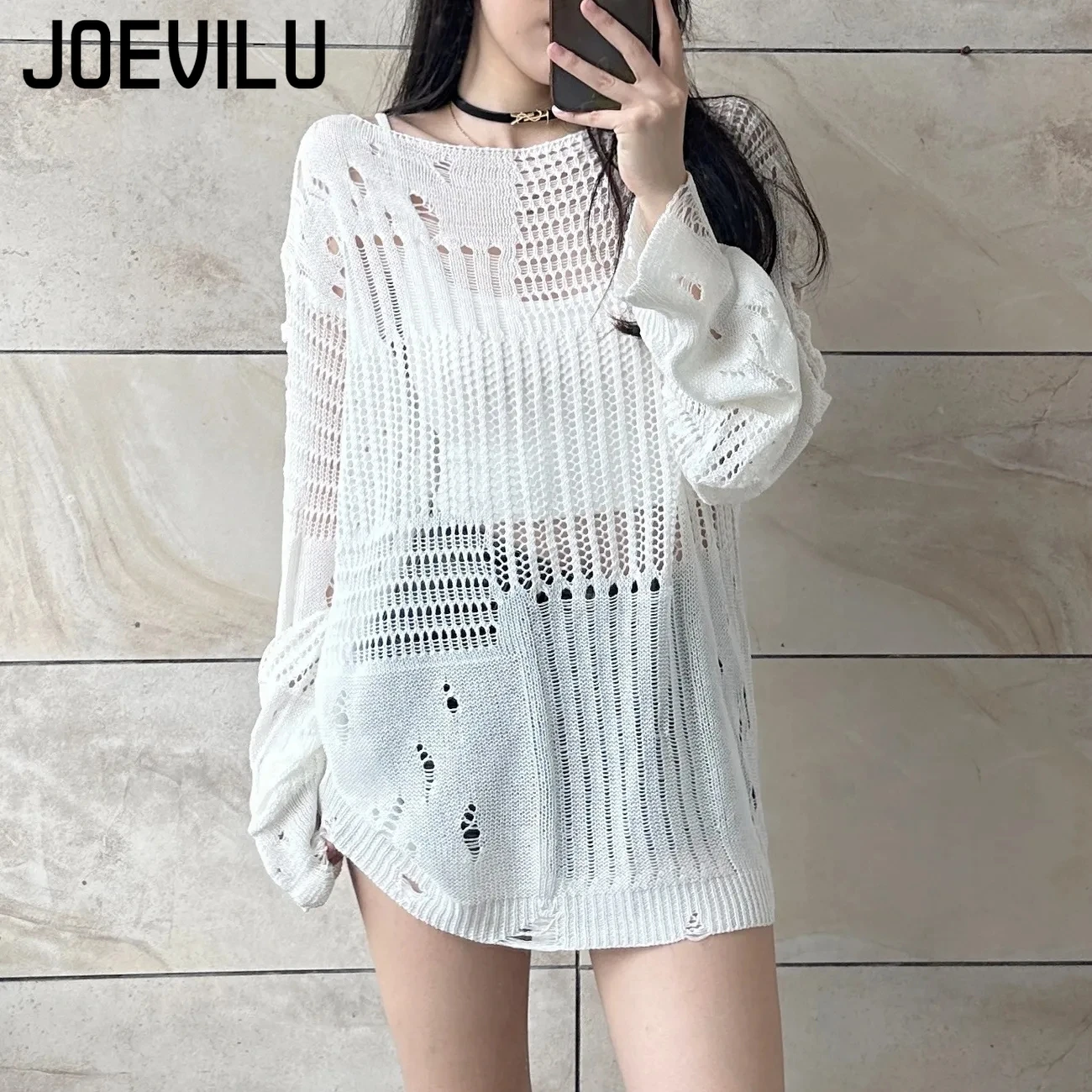JOEVILU-Blusa de punto con hue - Summer Goth Clothing reseña y precio