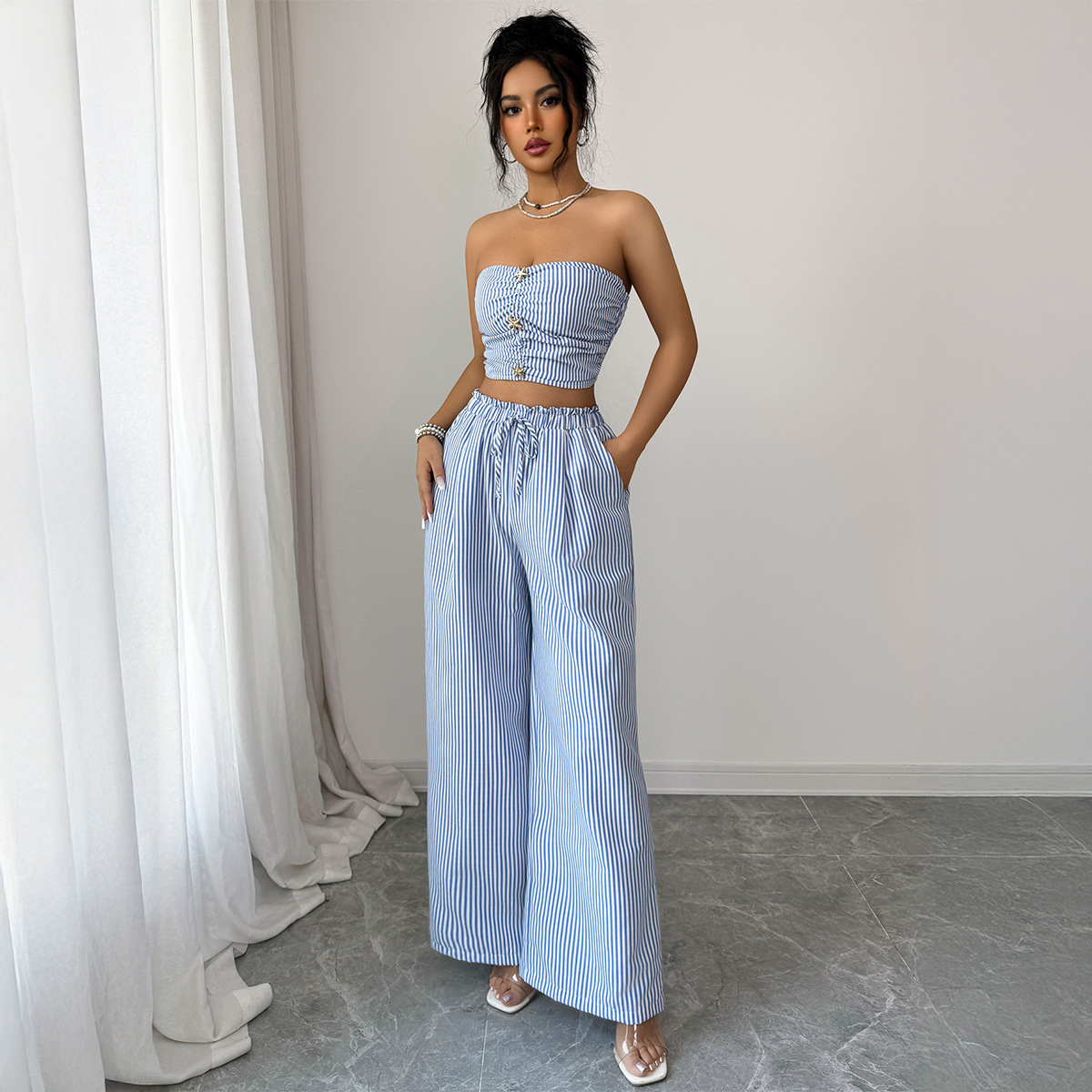 Traje Elegante a Rayas con Bot - Summer Clothing Italy reseña y precio
