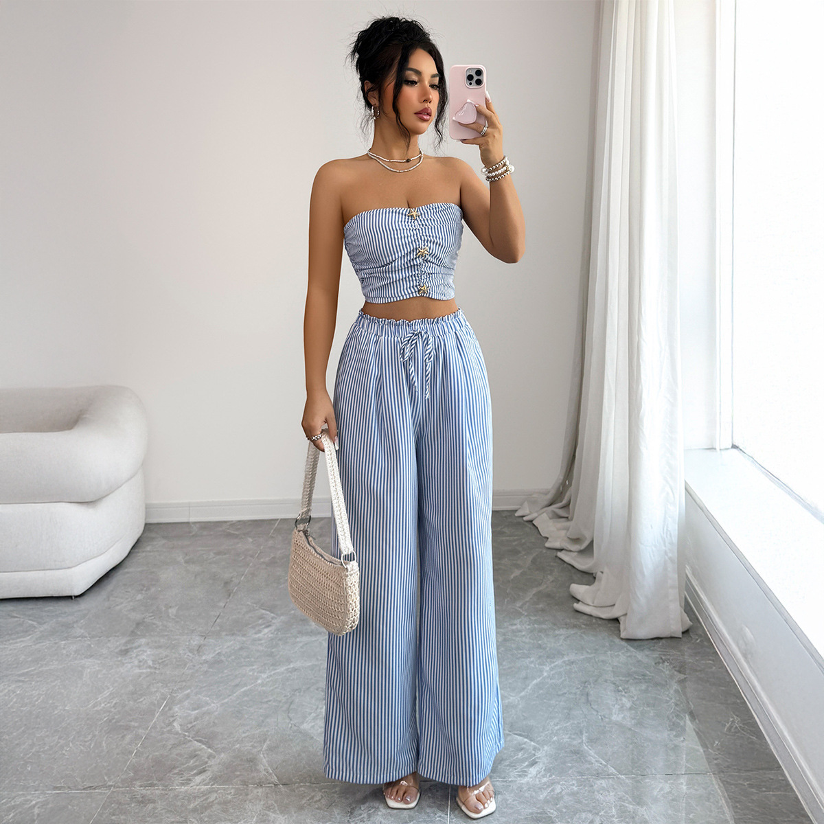 Traje Elegante a Rayas con Bot - Summer Clothing Italy reseña y precio